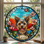Custom Yorkshire Terrier Dog  Portrait Stained Glass Suncatcher, Stained Glass Dog Memorial, Custom Dog Portrait from Photo, Sympathy Gifts