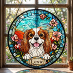 Custom Spaniel dog  Portrait Stained Glass Suncatcher, Stained Glass Dog Memorial, Custom Dog Portrait from Photo, Sympathy Gifts
