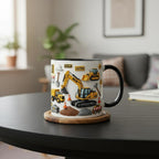 Personalized Excavator Coffee Cup, Custom Name Construction Worker Accent Mug, Gift for Dad Grandpa - image 2