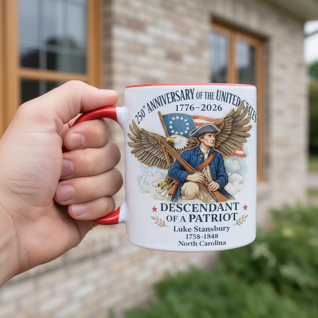 Personalized 250th Anniversary United States Mug, Descendant of a Patriot 1776–2026 Coffee Cup, Historic American Heritage Gift - image 4
