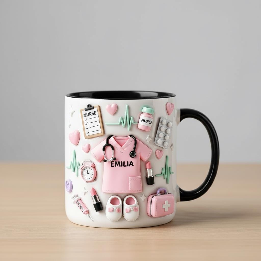 Personalized Nurse Coffee Cup, Nurse Life Custom Name Accent Mug, Gift for Nurse - image 2