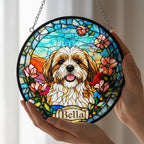 Custom Shih Tzu  dog Portrait Stained Glass Suncatcher, Stained Glass Dog Memorial, Custom Dog Portrait from Photo, Sympathy Gifts - image 3
