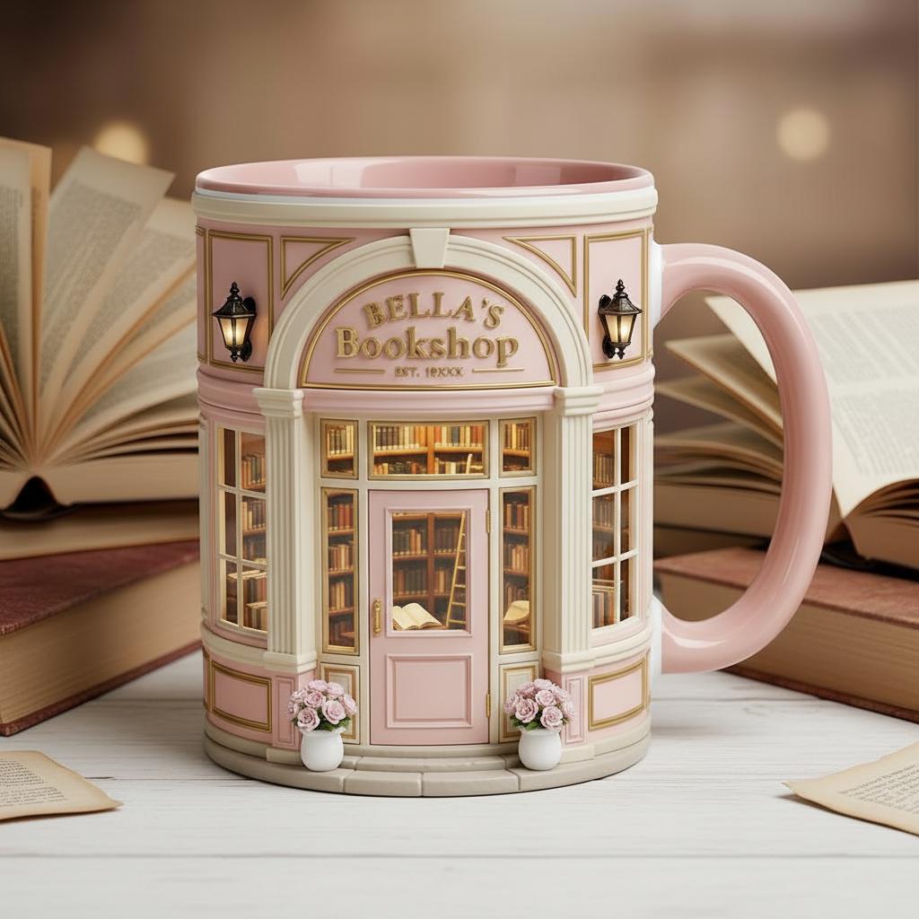 Personalized Bookshop Coffee Cup, Custom Book Lover Accent Mug, Librarian Reader Gift - image 3