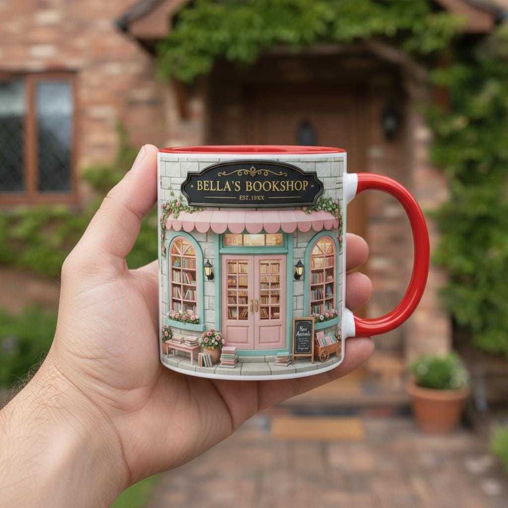 Personalized Bookshop Coffee Cup, Custom Book Lover Accent Mug, Librarian Reader Gift - image 4