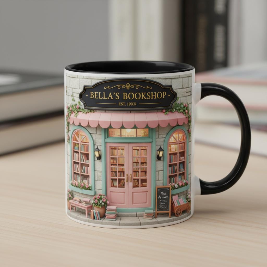 Personalized Bookshop Coffee Cup, Custom Book Lover Accent Mug, Librarian Reader Gift - image 3