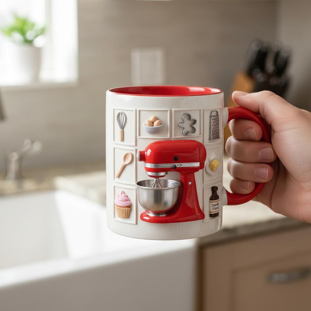 Personalized Baking Lover Mug, Baker Mug with Name, Baking Tools 2D Flat Coffee Cup, Mother's Day Gift - image 2