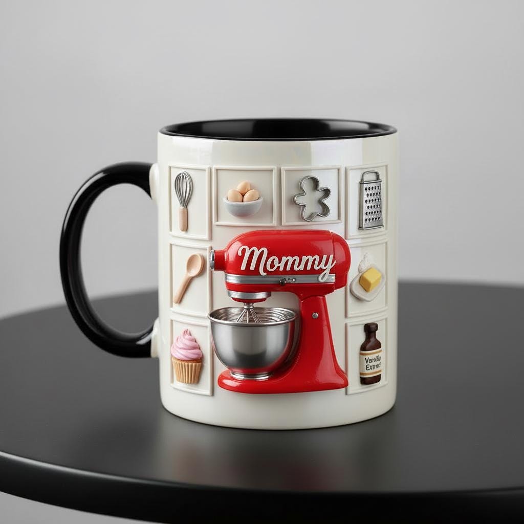 Personalized Baking Lover Mug, Baker Mug with Name, Baking Tools 2D Flat Coffee Cup, Mother's Day Gift - image 3