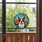 Custom Boston Terrier Dog Portrait Stained Glass Suncatcher, Stained Glass Dog Memorial, Custom Dog Portrait from Photo, Sympathy Gifts - image 4