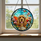 Custom Cocker Spaniel  Dog Portrait Stained Glass Suncatcher, Stained Glass Dog Memorial, Custom Dog Portrait from Photo, Sympathy Gifts - image 2