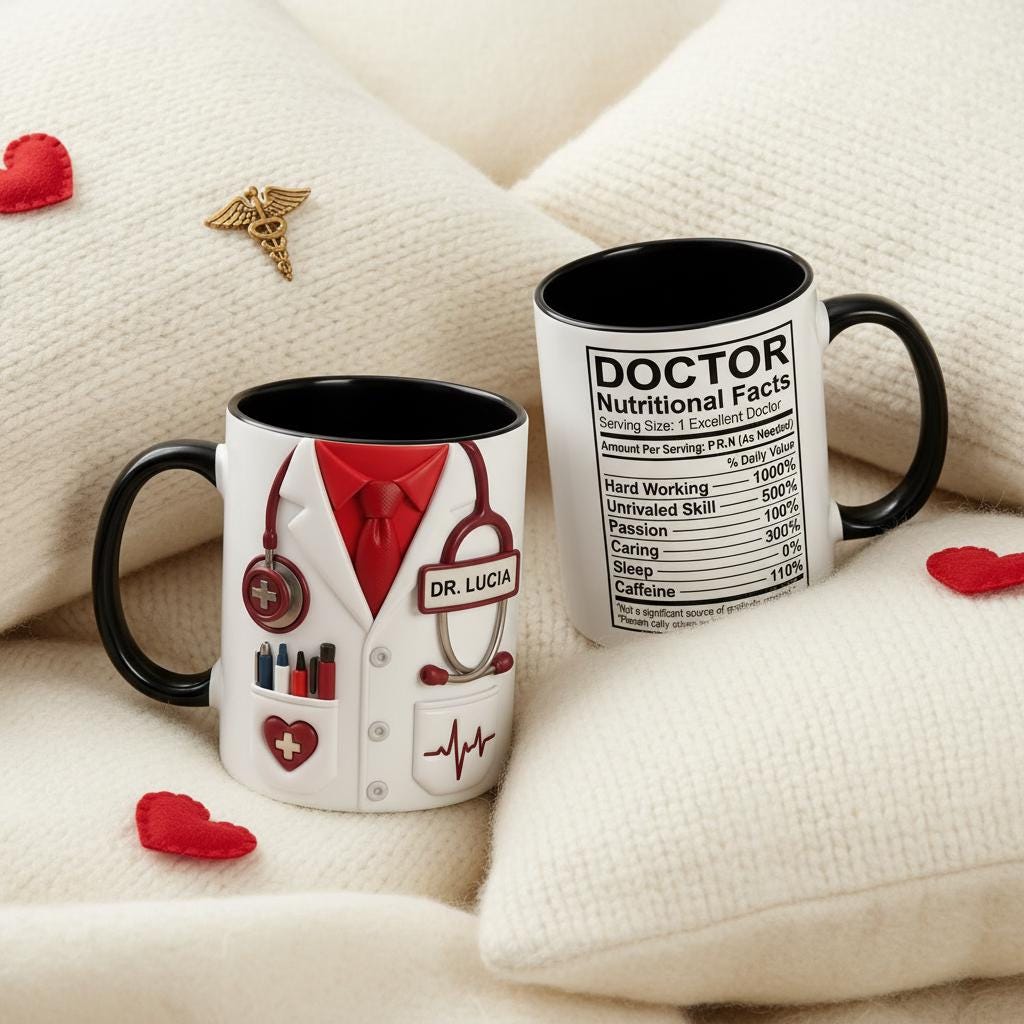 Custom Doctor Nutritional Facts Mug, Personalized Medical Gift, Mom Dad Appreciation Coffee Cup, Nurse Mugs - image 4