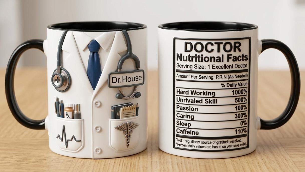 Custom Doctor Nutritional Facts Mug, Personalized Medical Gift, Mom Dad Appreciation Coffee Cup, Nurse Mugs - image 4