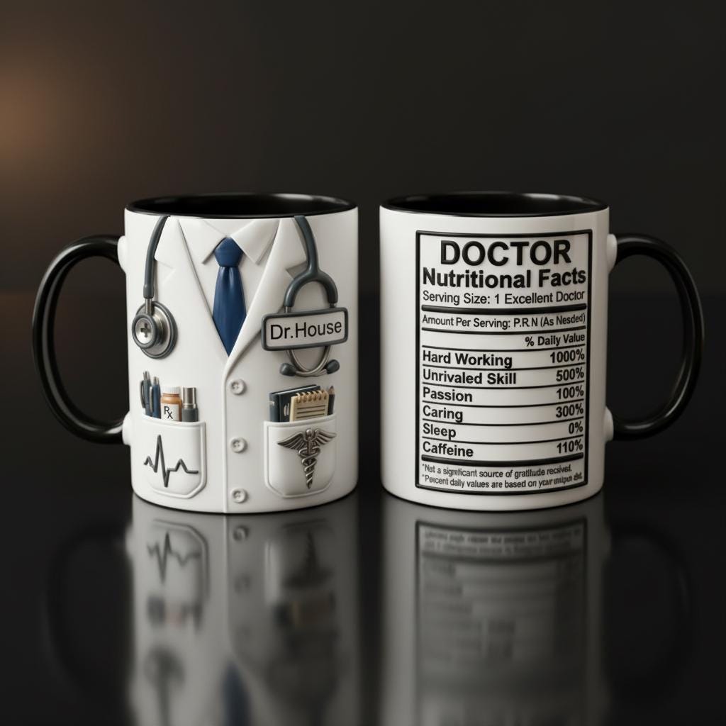 Custom Doctor Nutritional Facts Mug, Personalized Medical Gift, Mom Dad Appreciation Coffee Cup, Nurse Mugs - image 2