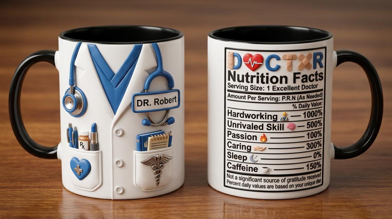 Custom Doctor Nutritional Facts Mug, Personalized Medical Gift, Mom Dad Appreciation Coffee Cup, Nurse Mugs - image 3