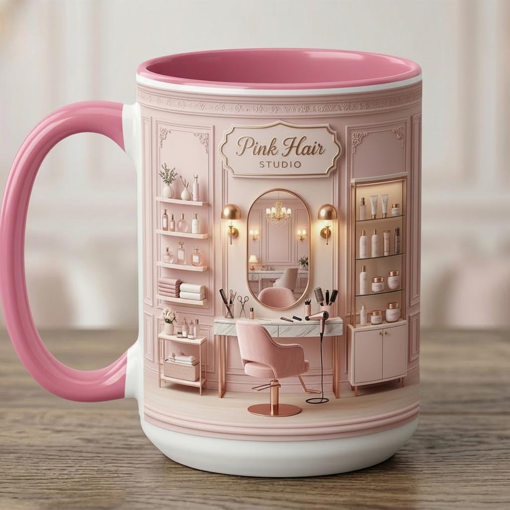 Personalized Hair Salon Faux 3D Effect Mug, Hair Stylist Mug, Gift For Her