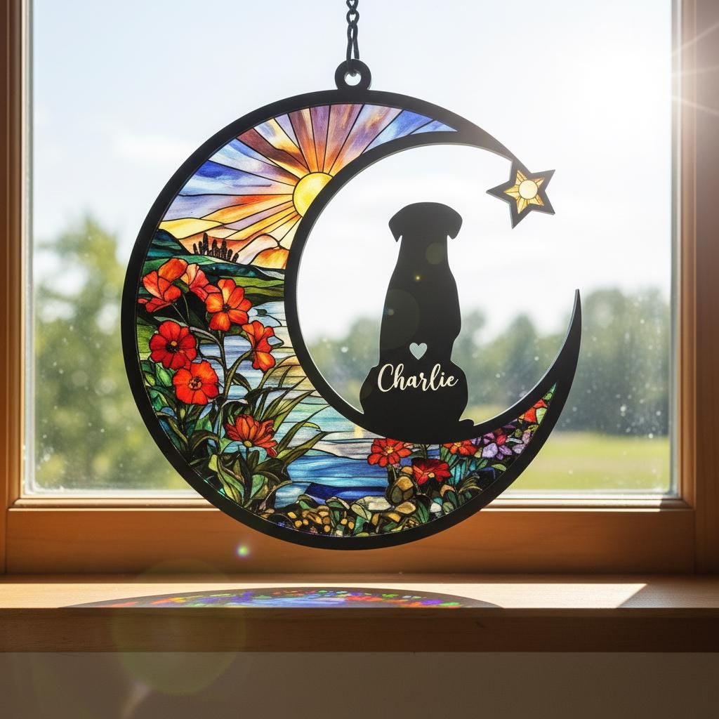 Personalized Dog Loss Sympathy Gift, Custom dog Memorial Suncatcher, Pet lover Gift, In Loving Memory, Dog Remembrance Gift - image 8