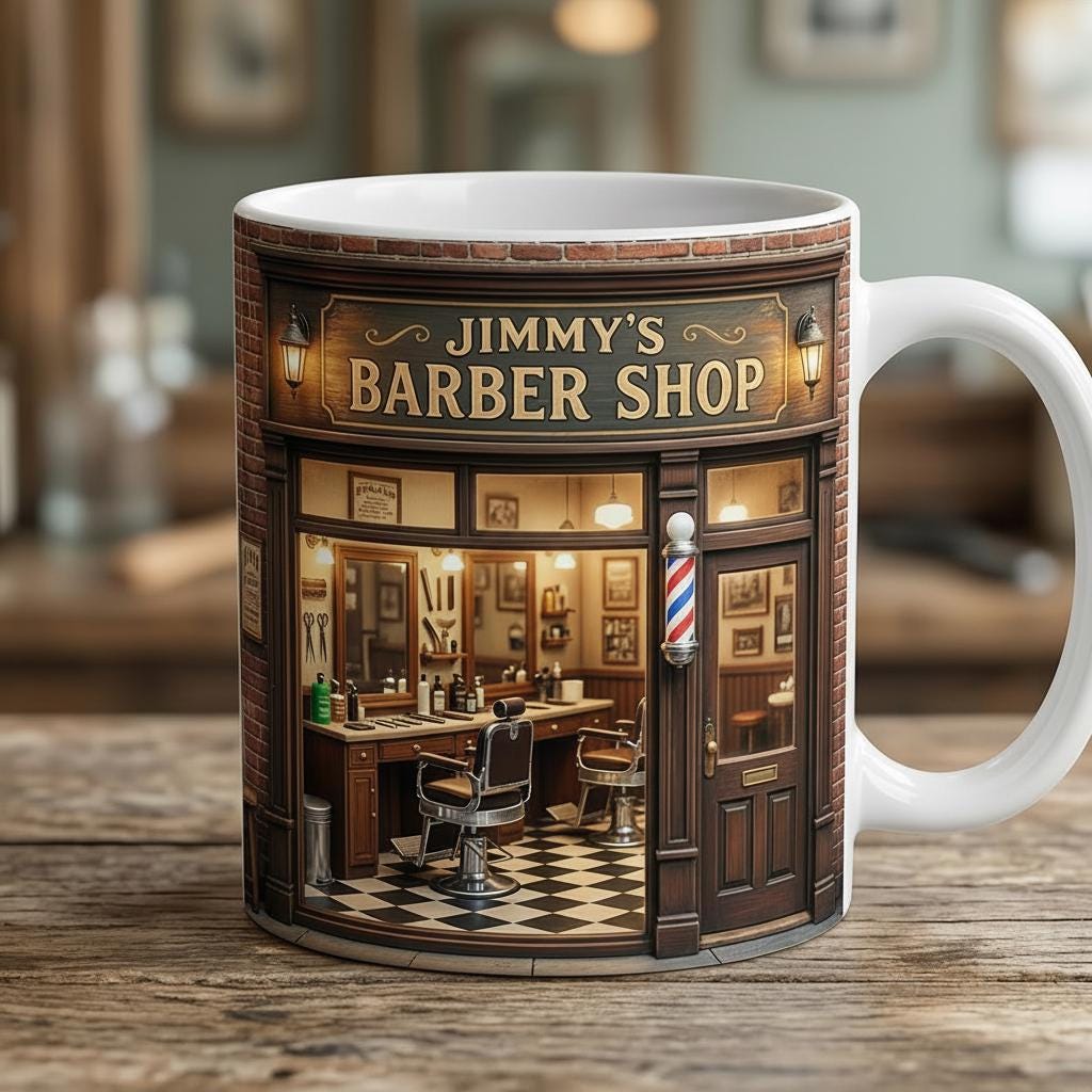 Custom Name Hair Salon Faux 3D Effect Mug, Hair Stylist Mug, Gift For Him - image 3