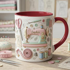 Personalized Sewing Machine Accent Mug, Faux 3D Effect, Craft Coffee Mug, Sewing Lover Gift, Crochet Lover Mug - image 9