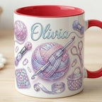 Personalized Crochet Mug, Knitting Lover Gift, Handmade With Love, Faux 3D Effect - image 4