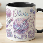 Personalized Crochet Mug, Knitting Lover Gift, Handmade With Love, Faux 3D Effect - image 3