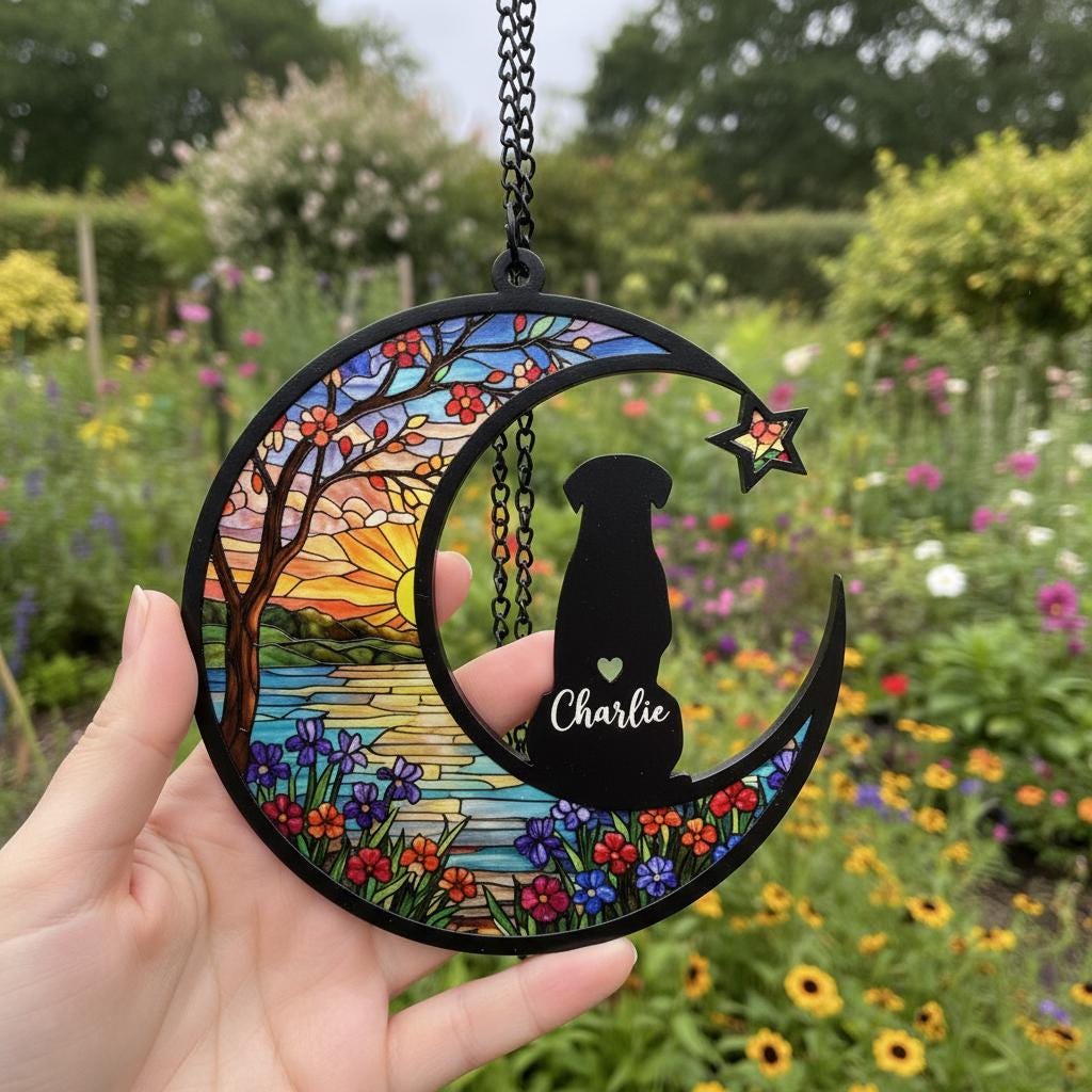 Personalized Dog Memorial Suncatcher,  Custom Dog Loss Sympathy Gift, Dog Remembrance Gift, In Loving Memory,  Dog Memorial Gift - image 5