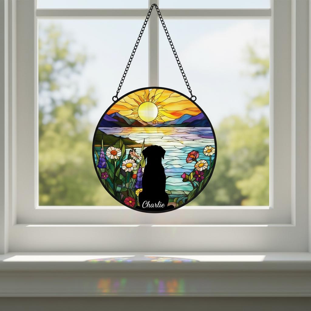 Custom Labrador Retriever Dog Memorial Suncatcher With Name , Personalized  Dog Memorial Suncatcher , Puppy Loss Gift,In Loving Memory - image 3