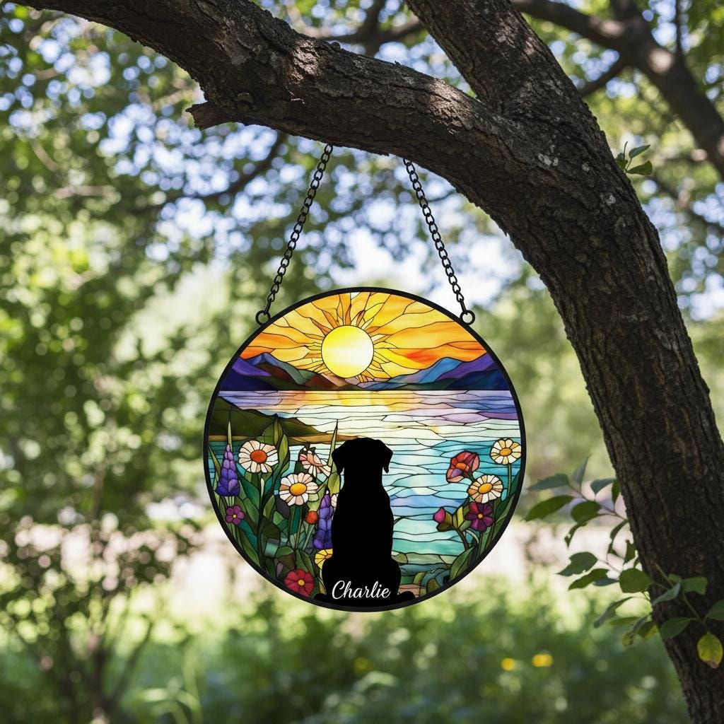 Custom Labrador Retriever Dog Memorial Suncatcher With Name , Personalized  Dog Memorial Suncatcher , Puppy Loss Gift,In Loving Memory - image 2