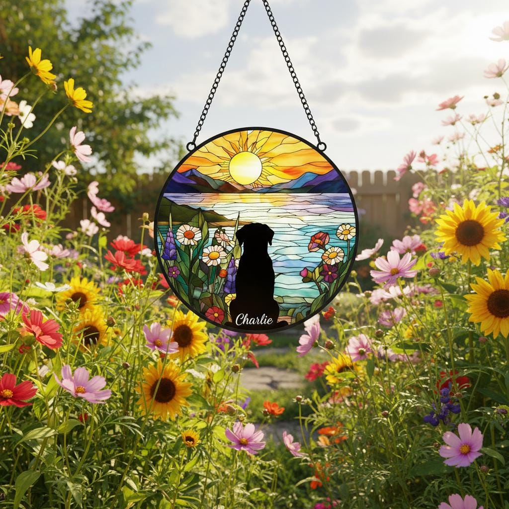 Custom Labrador Retriever Dog Memorial Suncatcher With Name , Personalized  Dog Memorial Suncatcher , Puppy Loss Gift,In Loving Memory - image 4