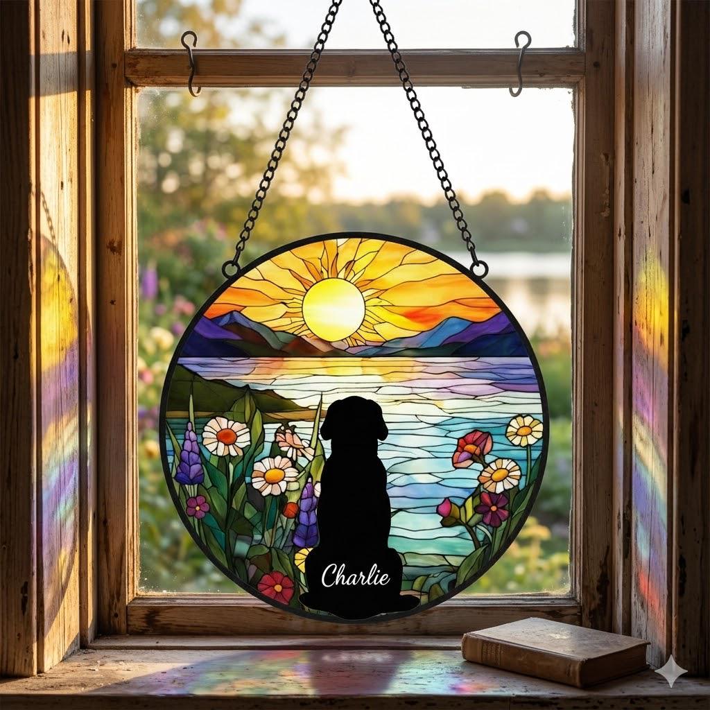 Custom Golden Retriever Dog Memorial Suncatcher With Name , Personalized  Dog Memorial Suncatcher , Puppy Loss Gift,In Loving Memory