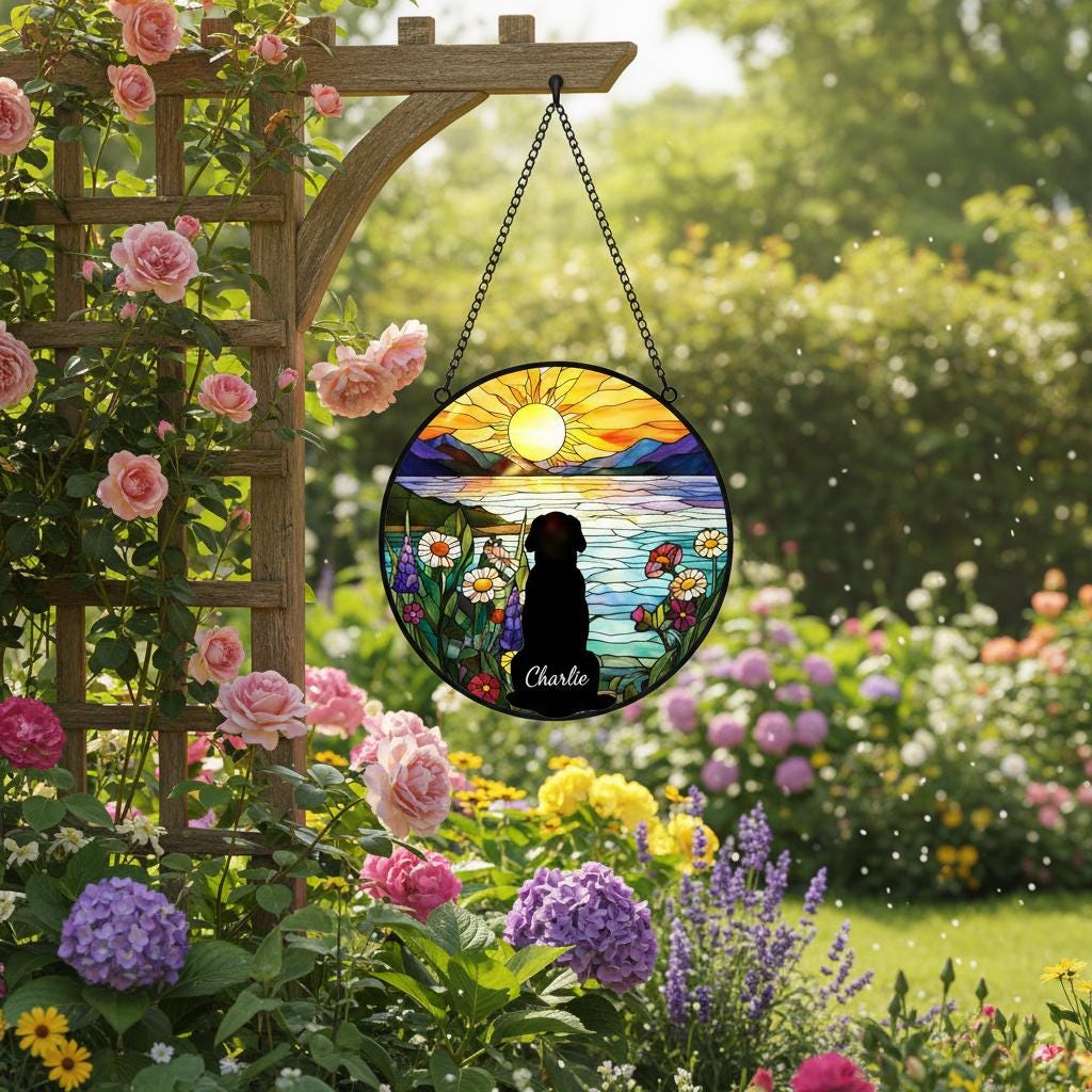 Custom Golden Retriever Dog Memorial Suncatcher With Name , Personalized  Dog Memorial Suncatcher , Puppy Loss Gift,In Loving Memory - image 5