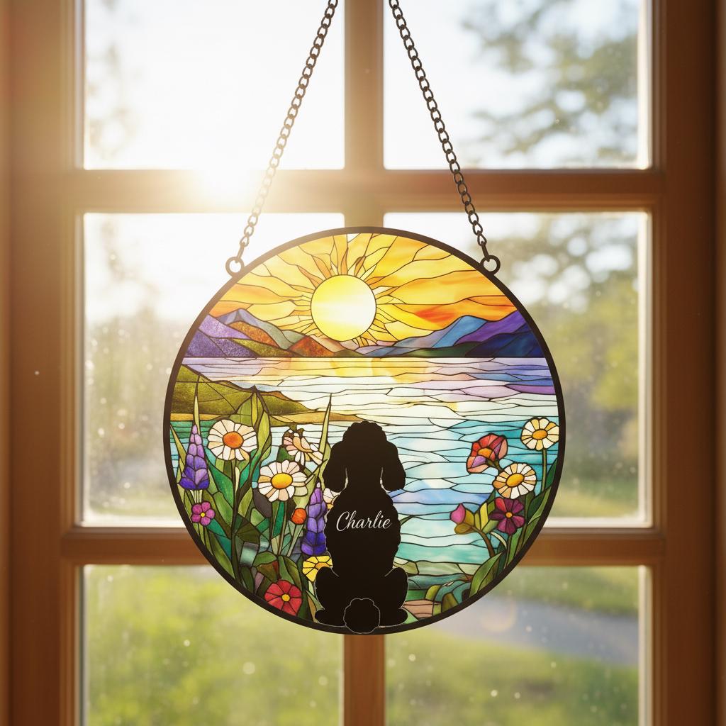 Custom Poodle Dog Memorial Suncatcher With Name , Personalized  Dog Memorial Suncatcher , Puppy Loss Gift,In Loving Memory - image 3