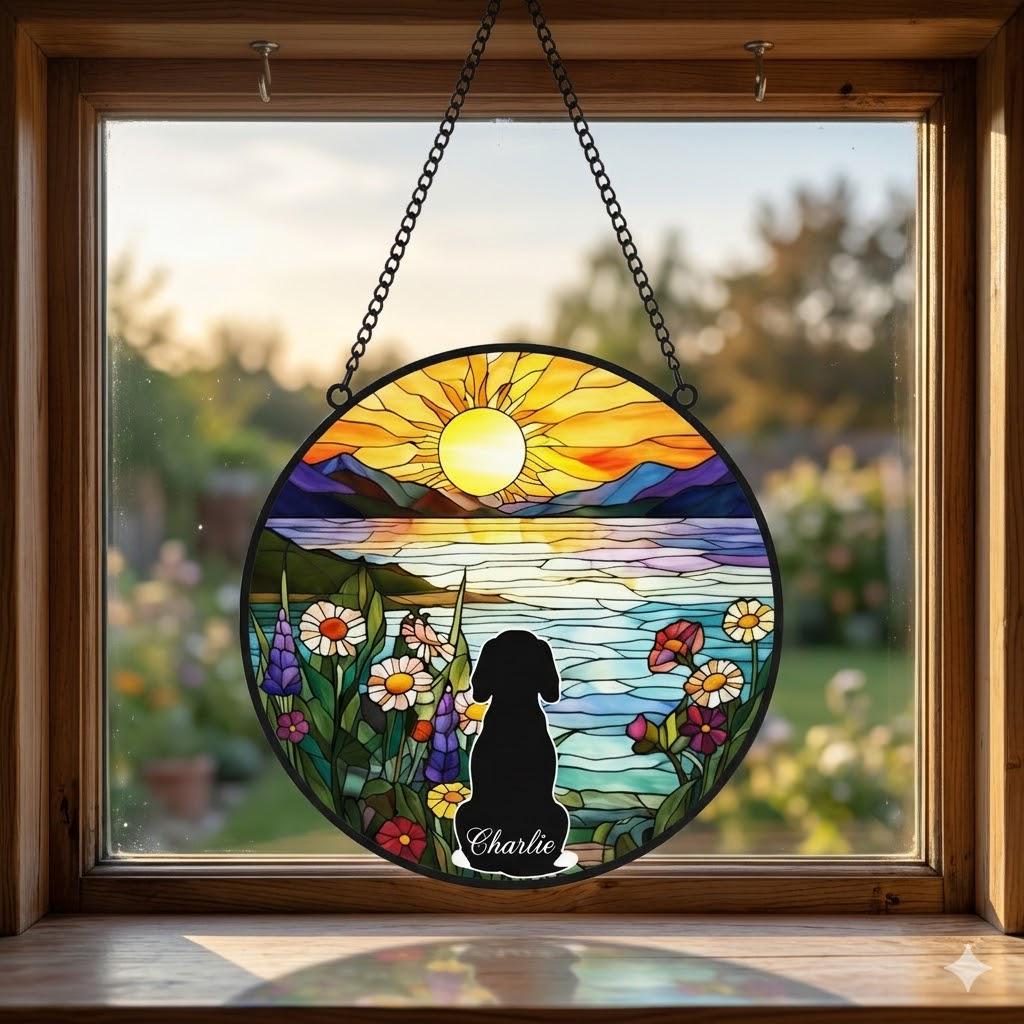 Custom Beagle  Dog Memorial Suncatcher With Name , Personalized  Dog Memorial Suncatcher , Puppy Loss Gift,In Loving Memory
