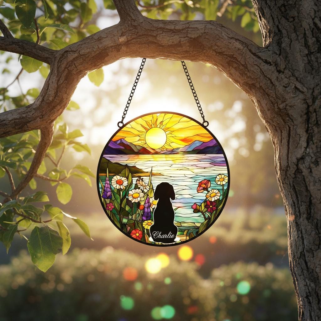 Custom Beagle  Dog Memorial Suncatcher With Name , Personalized  Dog Memorial Suncatcher , Puppy Loss Gift,In Loving Memory - image 2