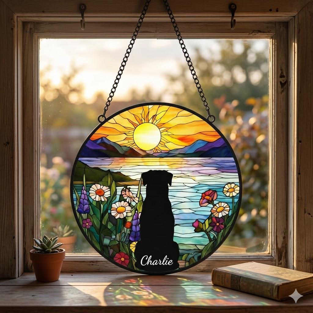 Custom Rottweiler Dog Memorial Suncatcher With Name , Personalized  Dog Memorial Suncatcher , Puppy Loss Gift,In Loving Memory