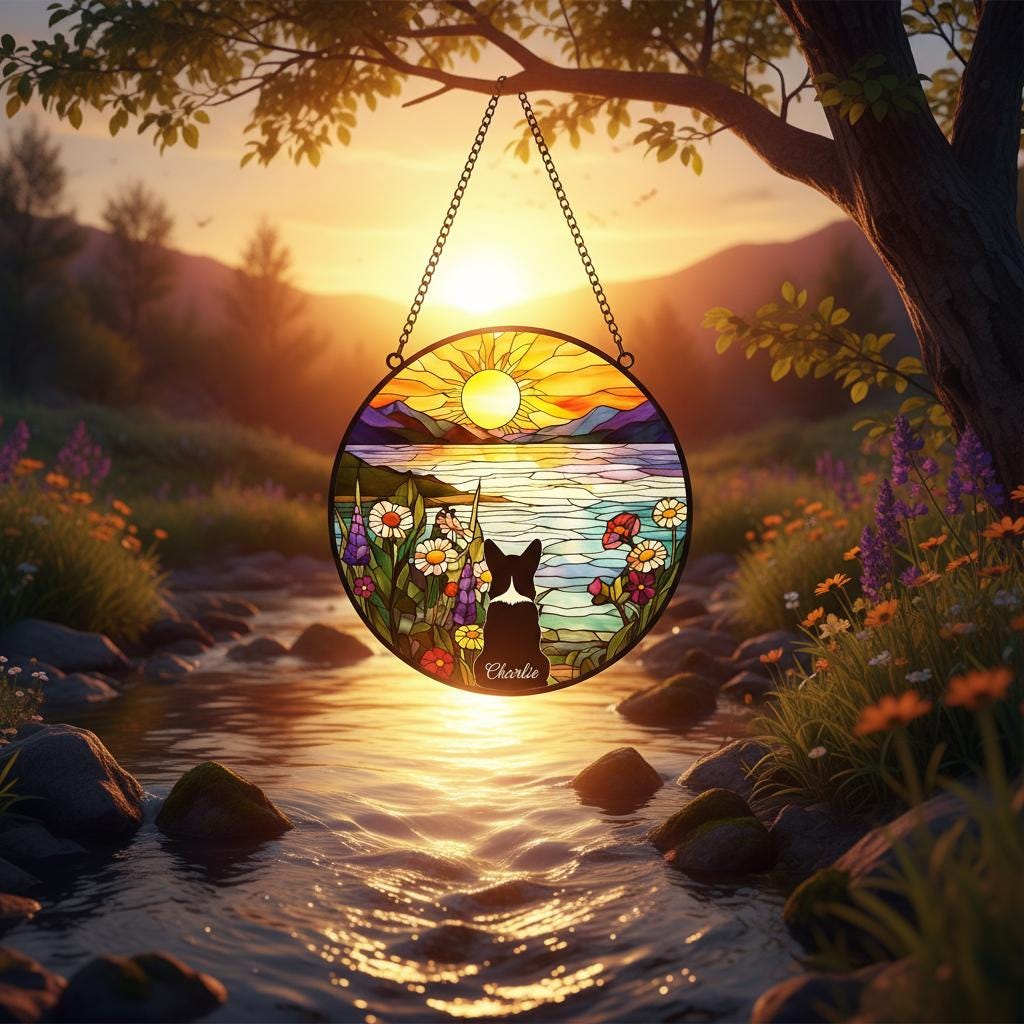 Custom Pembroke Welsh Corgi  Dog Memorial Suncatcher With Name , Personalized  Dog Memorial Suncatcher , Puppy Loss Gift,In Loving Memory - image 2