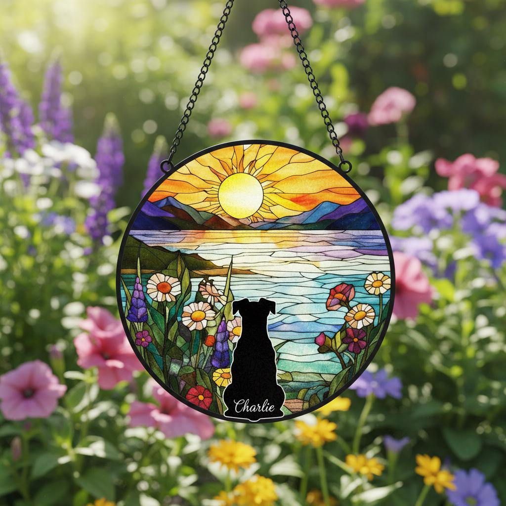 Custom Miniature Schnauzer   Dog Memorial Suncatcher With Name , Personalized  Dog Memorial Suncatcher , Puppy Loss Gift,In Loving Memory - image 2