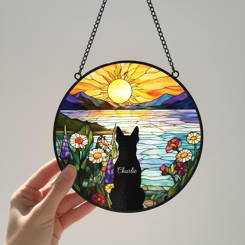 Custom Boston Terrier Dog Memorial Suncatcher With Name , Personalized  Dog Memorial Suncatcher , Puppy Loss Gift,In Loving Memory - image 3