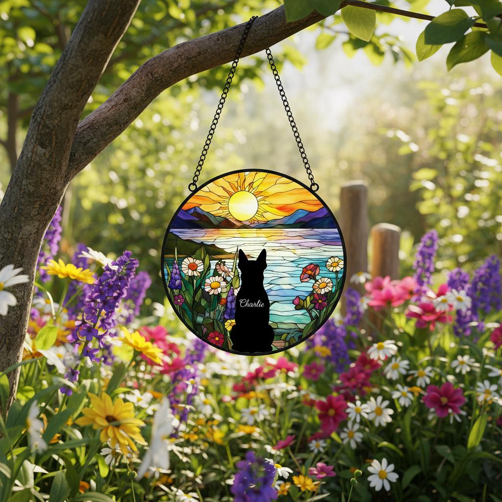 Custom Boston Terrier Dog Memorial Suncatcher With Name , Personalized  Dog Memorial Suncatcher , Puppy Loss Gift,In Loving Memory - image 2