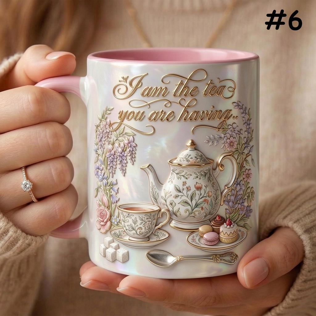 I Am The Tea You Will Be Having Mug, Faux 3D Lavender Design, Bookish Tea Romance Reader Gift - image 8