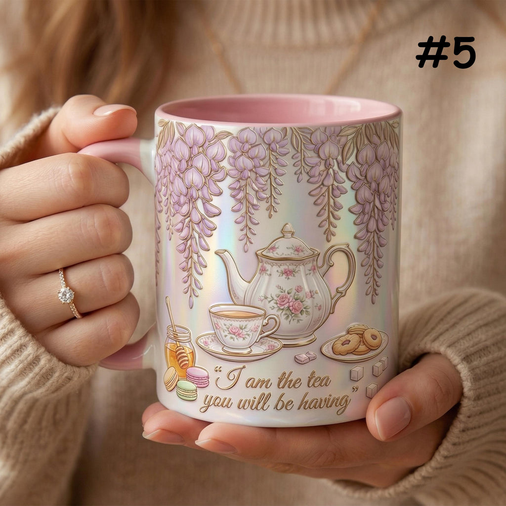 I Am The Tea You Will Be Having Mug, Faux 3D Lavender Design, Bookish Tea Romance Reader Gift - image 7