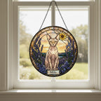 Custom  Sphynx Cat Memorial Stained Glass, Loss of Pet Sympathy Gift, Cat With Name Suncatcher,  Custom Pet Image Gift - image 3