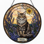 Custom Norwegian Forest Cat Cat Memorial Stained Glass, Loss of Pet Sympathy Gift, Cat With Name Suncatcher,  Custom Pet Image Gift - image 2