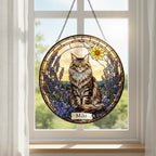 Custom Norwegian Forest Cat Cat Memorial Stained Glass, Loss of Pet Sympathy Gift, Cat With Name Suncatcher,  Custom Pet Image Gift - image 8