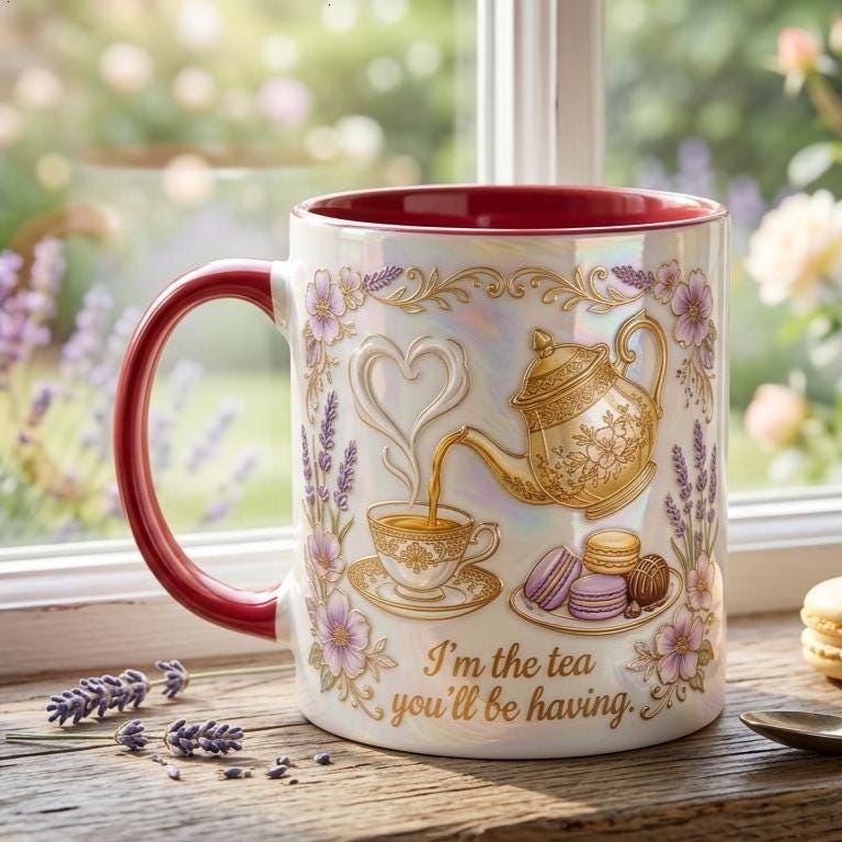 I Am The Tea You Will Be Having Mug, 3D Effect Bookish Romance Reader Accent Cup, Gift For Book Lover - image 2