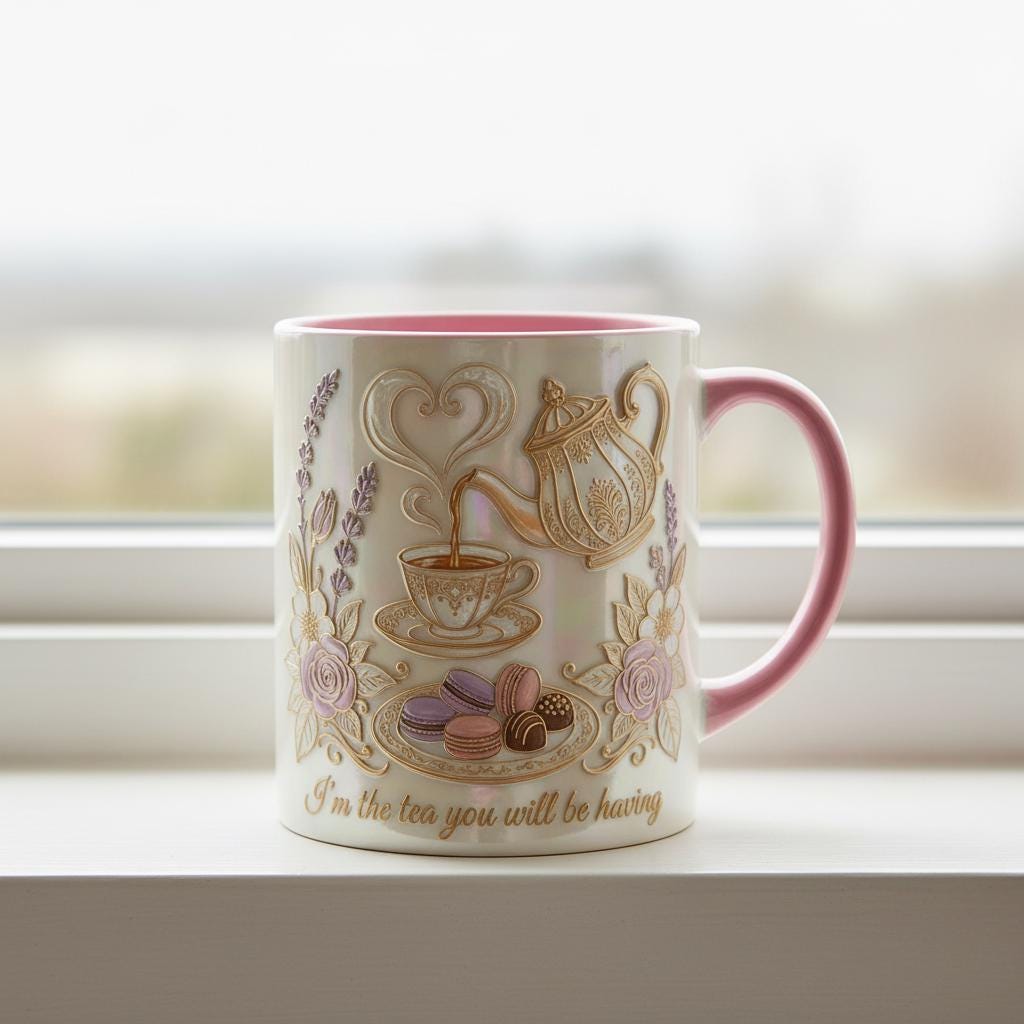 I Am The Tea You Will Be Having Mug, 3D Effect Bookish Romance Reader Accent Cup, Gift For Book Lover - image 3