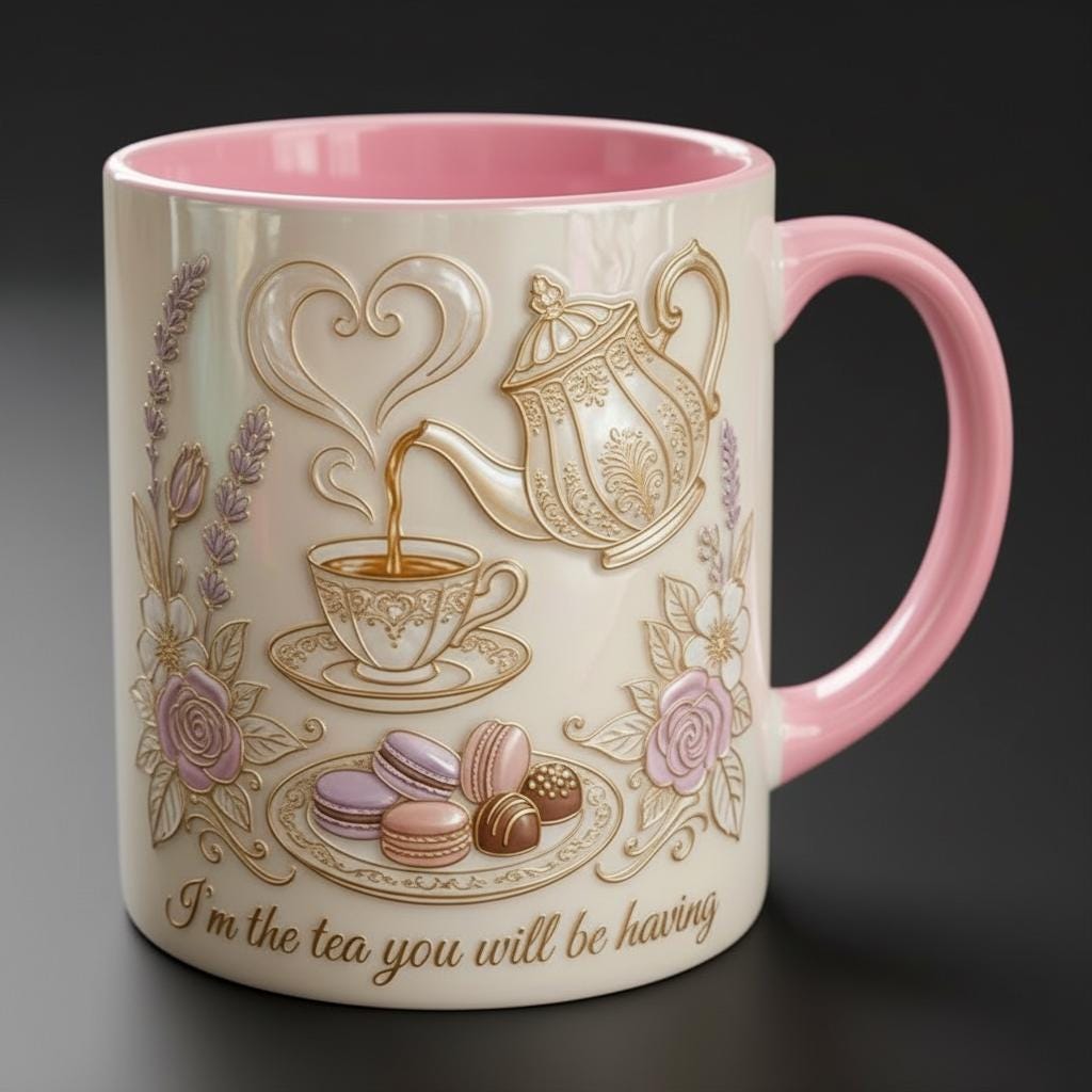 I Am The Tea You Will Be Having Mug, 3D Effect Bookish Romance Reader Accent Cup, Gift For Book Lover - image 2