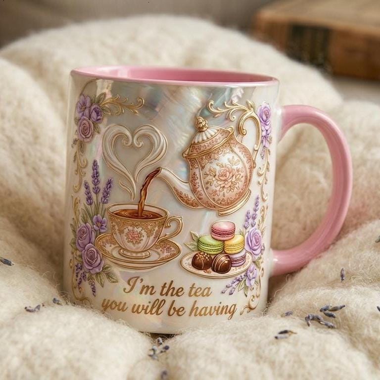 I Am The Tea You Will Be Having Mug, 3D Effect Bookish Romance Reader Accent Cup, Gift For Book Lover - image 3