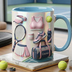 Custom Name Tennis Faux 3D Effect Accent Mug, Tennis Coffee Cup, Gift For Tennis Lover - image 3