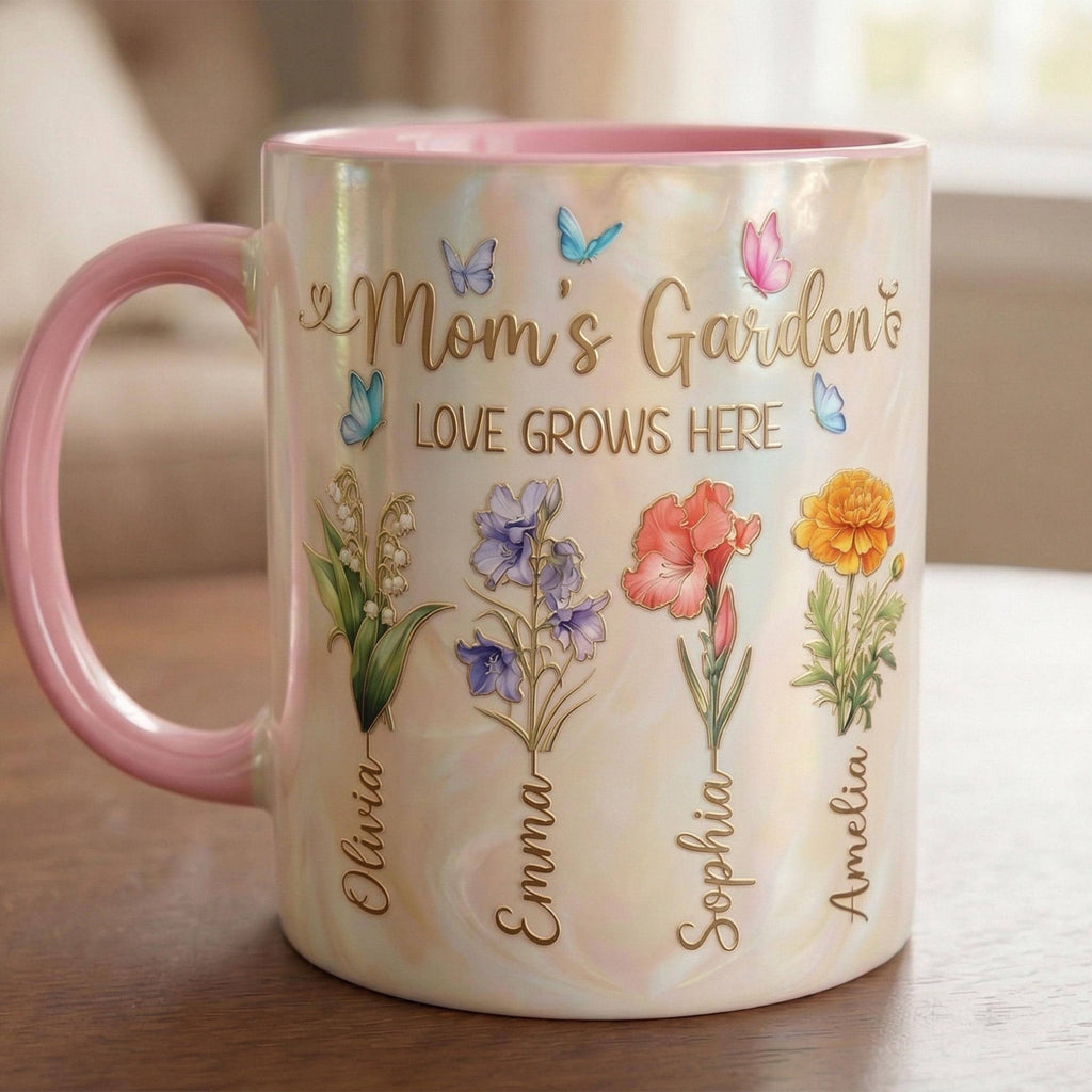 Personalized Grandma Flowers Mug, Mother's Day Gift, Grandmas Garden, Faux 3D Effect - image 3