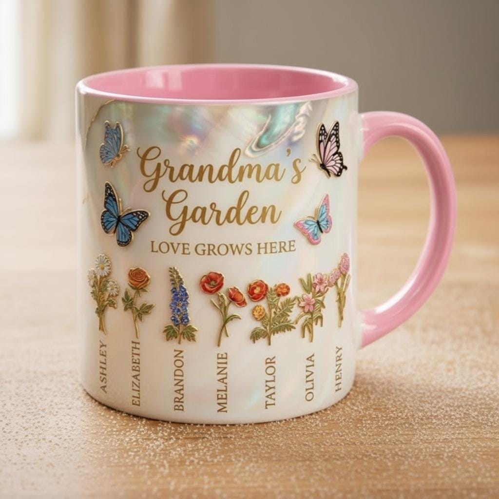Grandma's Garden Mug, Personalized Gifts for Mom, Birth Flower Mom Gifts from Daughter, Mother's Day Accent Mug - image 3