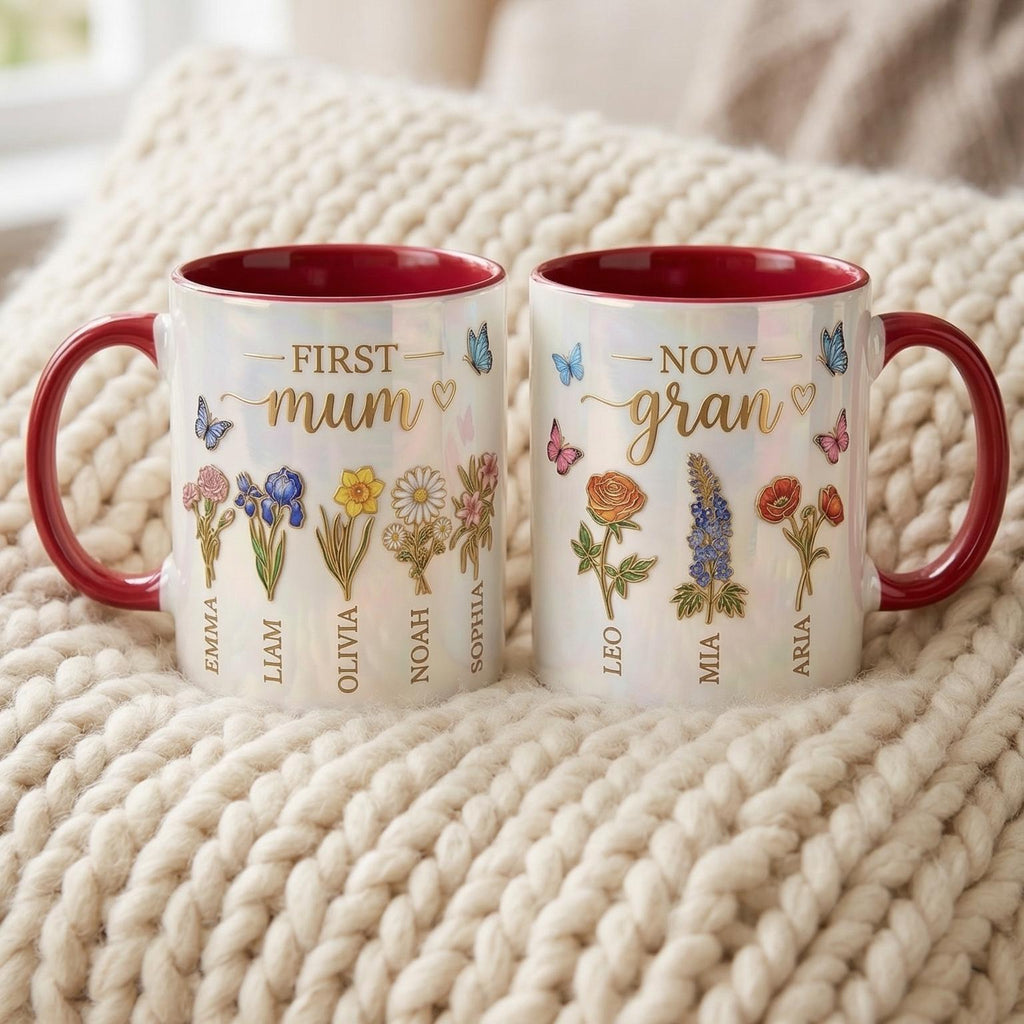 First Mom Now Gran Mug, Personalized Gifts for Mom, Birth Flower Gifts from Daughter, Mother's Day Accent Mug - image 5